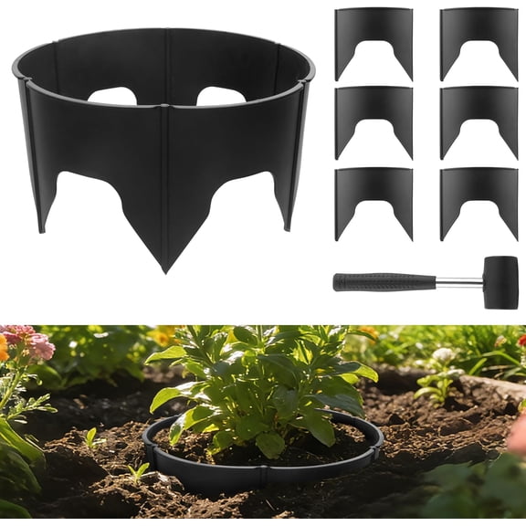 48 Piece Interlocking Planting Grow Rings Black Diameter 8.2 to 15.7 Inches