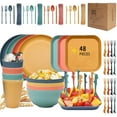 thumbnail image 1 of DISHUECO Dinnerware Sets, 48-Piece Unbreakable Plate Set, Lightweight Wheat Straw Home Party Dinnerware Sets for 4 People, Microwave Dishwasher Safe, Reusable Camping Dishes, Colorful, 1 of 12