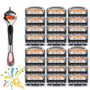 24/48-Piece Men's Razor Blade Replacement Set With Free Handle - Ultra Sharp Stainless Steel Blades For Smooth Shaving, Ultra Sharp Stainless Steel Blades, For Face Head Body Shaving (24 PCS)