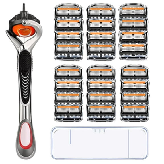 48-Piece Men's/Women Razor Blade Replacement Set with Free Handle, Long Handle Double Edge Safety Razor, Ultra Sharp Stainless for Smooth Shaving for Face Head Body, Ideal Gift(24PCS)