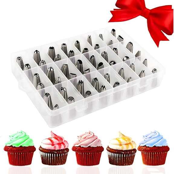 48-Piece Numbered Piping Tips, Cookie Icing Tips, Cookie Decorating Kit, Cake Decorating Tips for Cupcakes Cookies, Cake Supply Master Decorating Tip Set