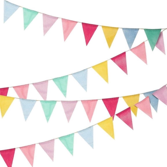 48-Piece Pastel Colorful Pennant Banner - Multicolor Triangle Bunting String for Birthdays, Classroom, School Carnival, Outdoor Events & Party Hanging Decorations