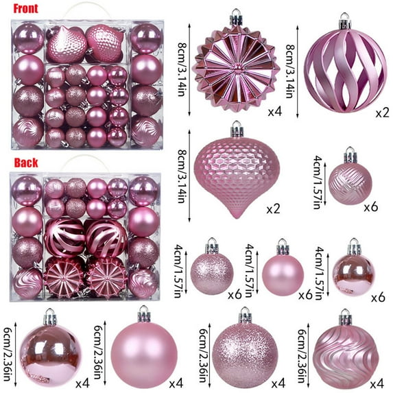 48-Piece Plastic Christmas Ball Ornament Set, Shatterproof Holiday Decorations, Colorful Tree Baubles for Home Decor,Vsgery