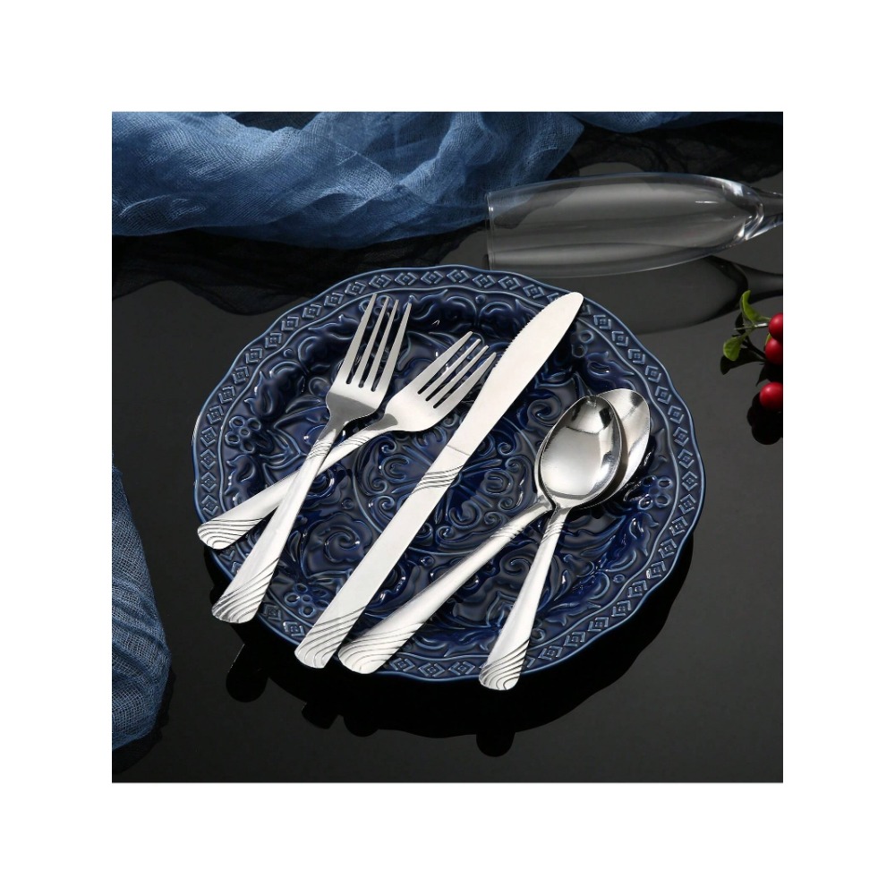 48-Piece Silverware Set Service For 8, Stainless Steel Flatware Cutlery Set, Kitchen Tableware Set, Utensil Set For Home And Restaurant, Knives Forks Spoons Set, Dishwasher Safe