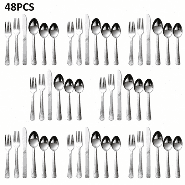 48-Piece Silverware Set Service For 8, Stainless Steel Flatware Cutlery Set
