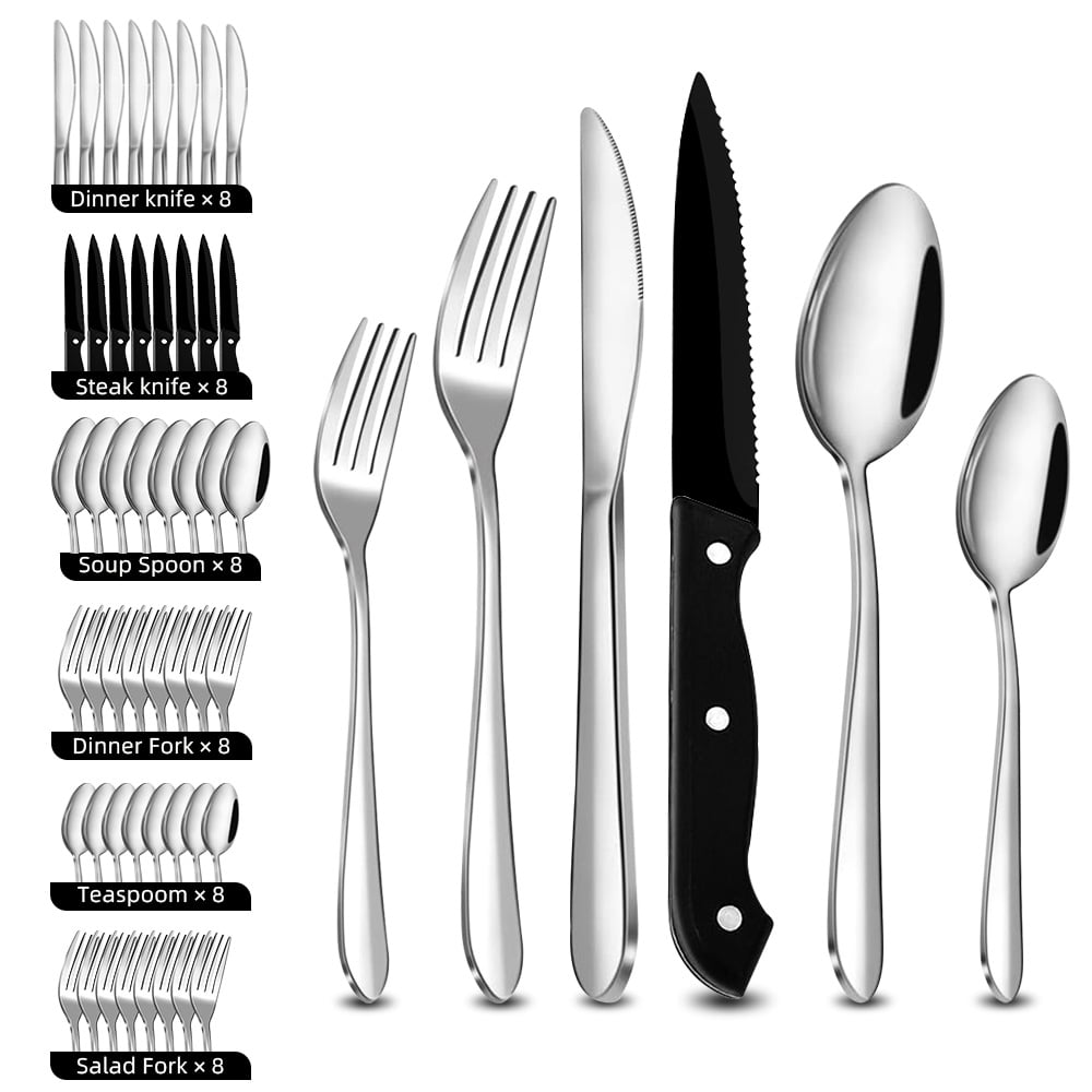 48 Piece Silverware Set Service for 8, Stainless Steel Flatware Utensil