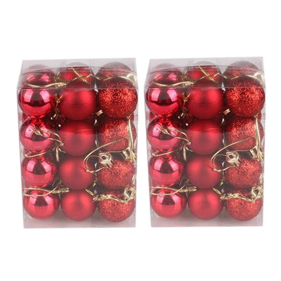 48 Pieces 1.2in Christmas Baubles Christmas Tree Decoration Baubles Christmas Balls Ornaments for Christmas Tree Decorations (red)