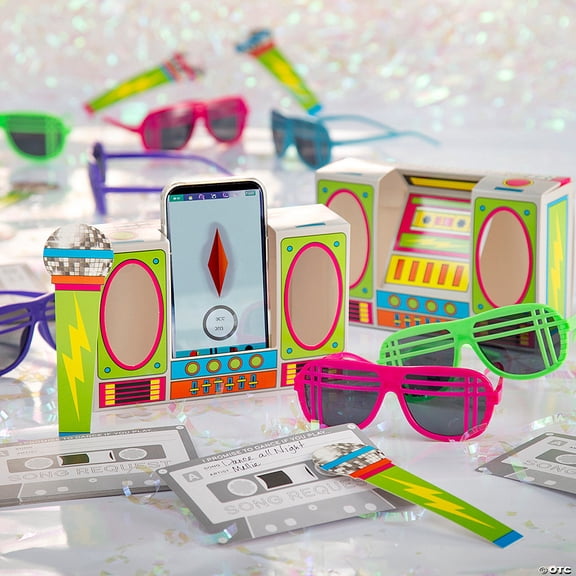48 Pieces 7 1/2" x 4 1/2" Retro Boom Box Party Time Kit for 12