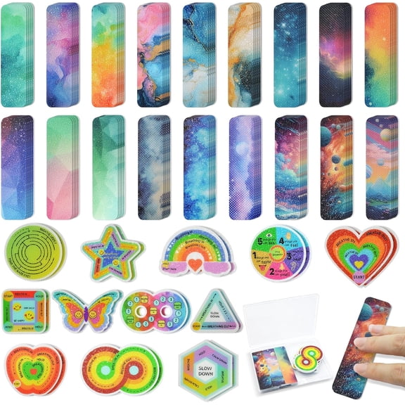 48 Pieces Anxiety Sensory Stickers with 2 Textured Sticker -Sensory Stickers for Kids & Adults - Anxiety Relief Sensory Strips for Office & Classroom Must Haves