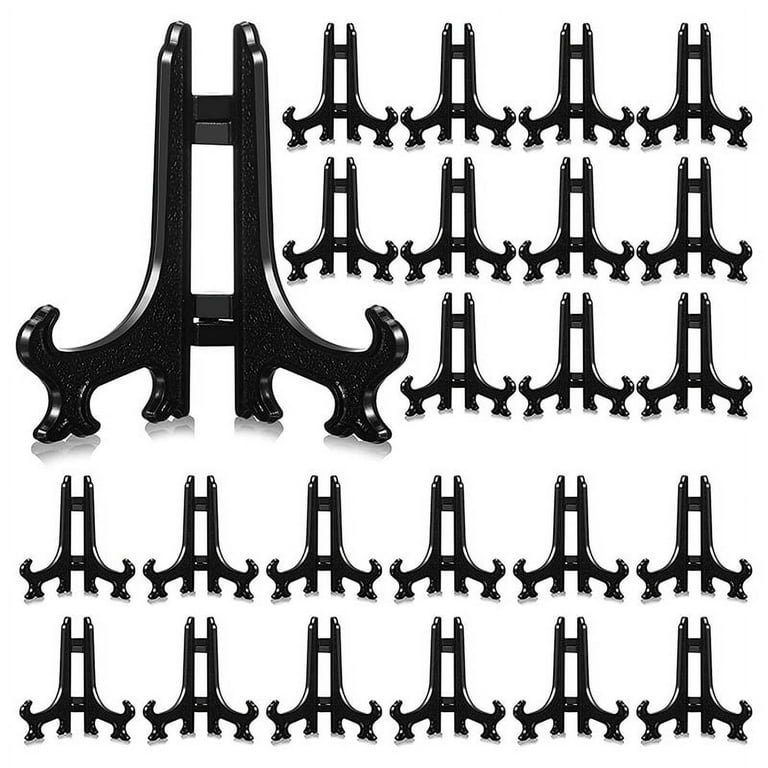 48 Pieces Easel Stands 3 Inch Plastic Plate Stand Holder Display Picture Easel  Stand for Display Picture Frame (Black) 