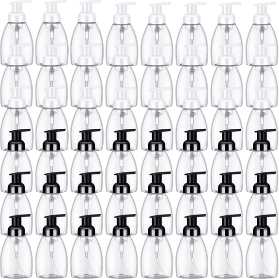 48 Pieces Foaming Soap Dispensers 8 oz Foaming Pump Bottle Plastic Hand Soap Dispenser with Pumps Empty Refillable Press Containers for Liquid Shampoo Bathroom Kitchen(White, Black)