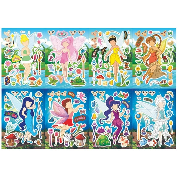 48 Pieces Make-a-face Stickers Pack, Make Your Own Stickers for Tinker Bell Theme Party Decoration, Reward, Decor, Gift Idea