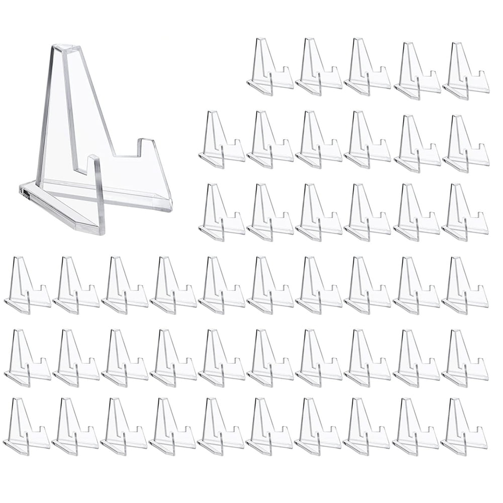 48 Pieces Mini Clear Acrylic Easel Display Stands Sports Card Stands