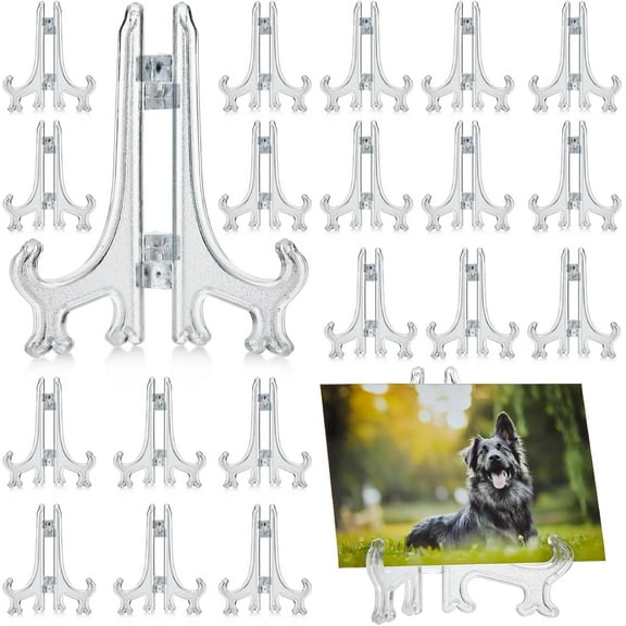 48 Pieces Mini Easel Stands Plastic Plate Stand Holder Display Picture Easel for Display Picture Frame Collectibles Desktop (3 Inch)