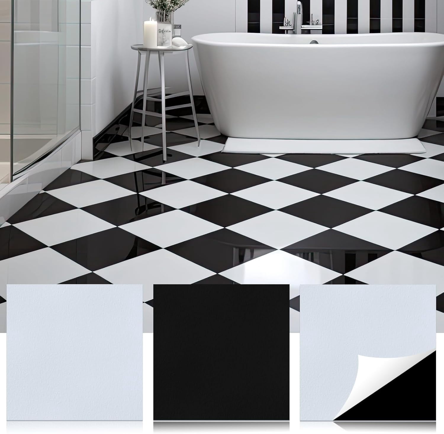 48 Pieces Peel and Stick Floor Tiles Vinyl Flooring 12 x 12 Inch Stick ...