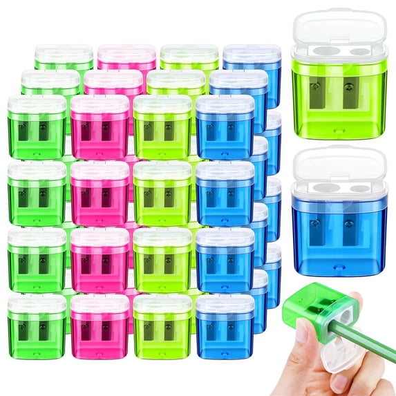 Color Changing Sharpener 48 Pieces Pencil Sharpeners Manual Double Hole Pencil Sharpener for ...