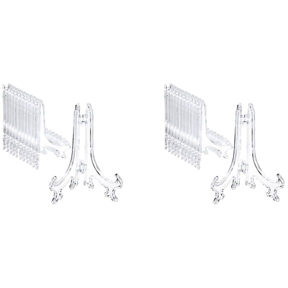 48 Pieces Plastic Easel Plate Display Stands Holders Picture Easel At Weddings, Home Decoration (Clear, 4 Inch)