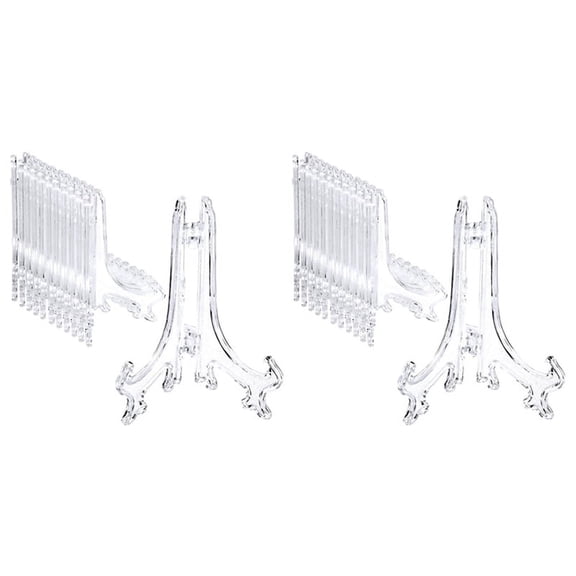 48 Pieces Plastic Easel Plate Display Stands Holders Picture Easel At Weddings, Home Decoration (Clear, 5 Inch)