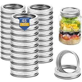 48 Pieces Regular Mouth Canning Jar Rings,Regular Mouth Mason Jar Replacement Metal Rings - Split-Type Seals Jars Ring Rust Proof Leak Proof Screw Bands