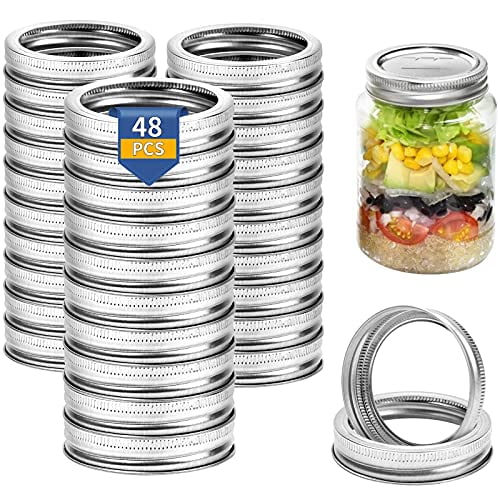 48 Pieces Regular Mouth Canning Jar Rings,Regular Mouth Mason Jar Replacement Metal Rings - Split-Type Seals Jars Ring Rust Proof Leak Proof Screw Bands