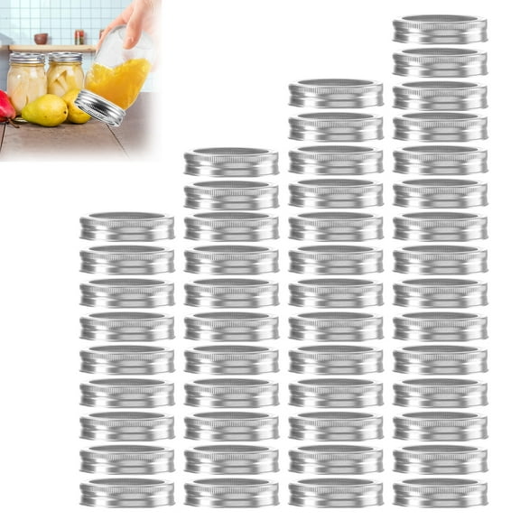 48 Pieces Regular Mouth MasonJar Canning Bands,Silver Reusable Replacement Metal Rings, Practical Screw Jar Bands Leak Proof Tinplate Metal Bands Rings, Compatible with MasonJar