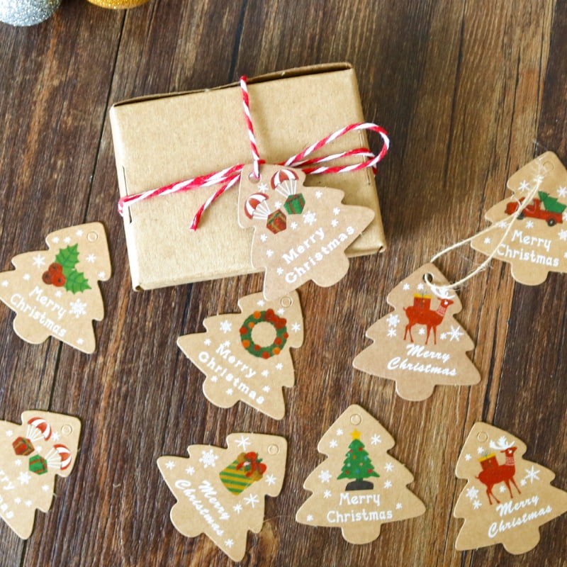 100 Pieces Set Christmas Gift Tags with String Attached Perfect for  Labeling Your Gifts - 10 Different Designs Holiday Gift Tags with String -  Christmas Present Tags - Christmas Gift Tags with String 