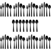 48-Pieces Silverware Set Stainless Steel Flatware Cutlery Utensil Set forks and Spoons For Kitchen, Party, Restaurant - Black