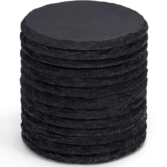 48 Pieces Slate Drink Coasters,4 Inch Black Coasters Stone Coaster Set, Laser Engraving Blanks with Anti-Scratch Bottom for Home Office Bar Outdoor Housewarming Gifts Wedding Party, Square