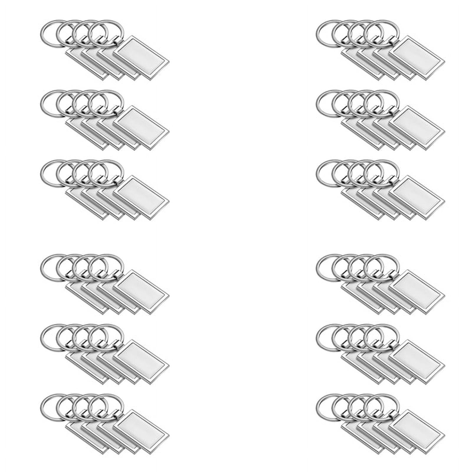 48 Pieces Sublimation Blank Keychain Rectangle Metal Heat Transfer Keychain Blank Key Rings for DIY Crafts Supplies