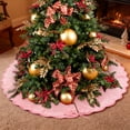 thumbnail image 1 of 48" Pink Christmas Tree Skirt, Luxury Large Christmas Tree Skirt for Holiday Party Christmas Decorations, 1 of 4