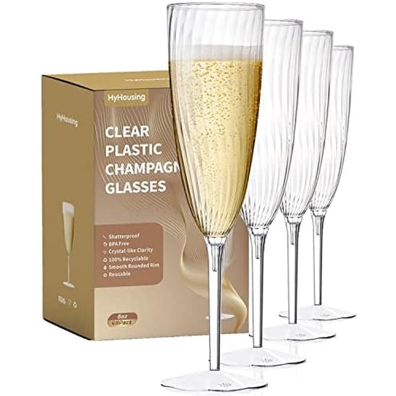 48 Plastic Champagne Flutes, Clear Disposable Plastic Champagne Glasses Reusable Wine Cocktail Cups for Home Daily Life Party Wedding Toasting Drinking Birthday,New Years Eve Party Supplies 2025
