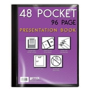 48 Pocket Bound Presentation Book, with Clear View Front Cover, 96 Sheet Protector Pages, 8.5" x 11" Sheets, by Better Office Products, Art Portfolio, Durable Poly Covers, Letter Size