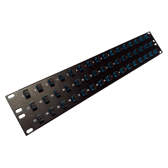 48 Port SC Fiber Patch Panel 10Gb/40Gb Multimode (Aqua Couplers) (Loaded 2u) 19"