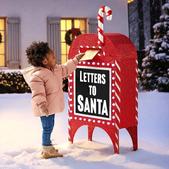 48" Pre-Lit Letters to Santa Mailbox with Motion-Activated Music & LED Lights