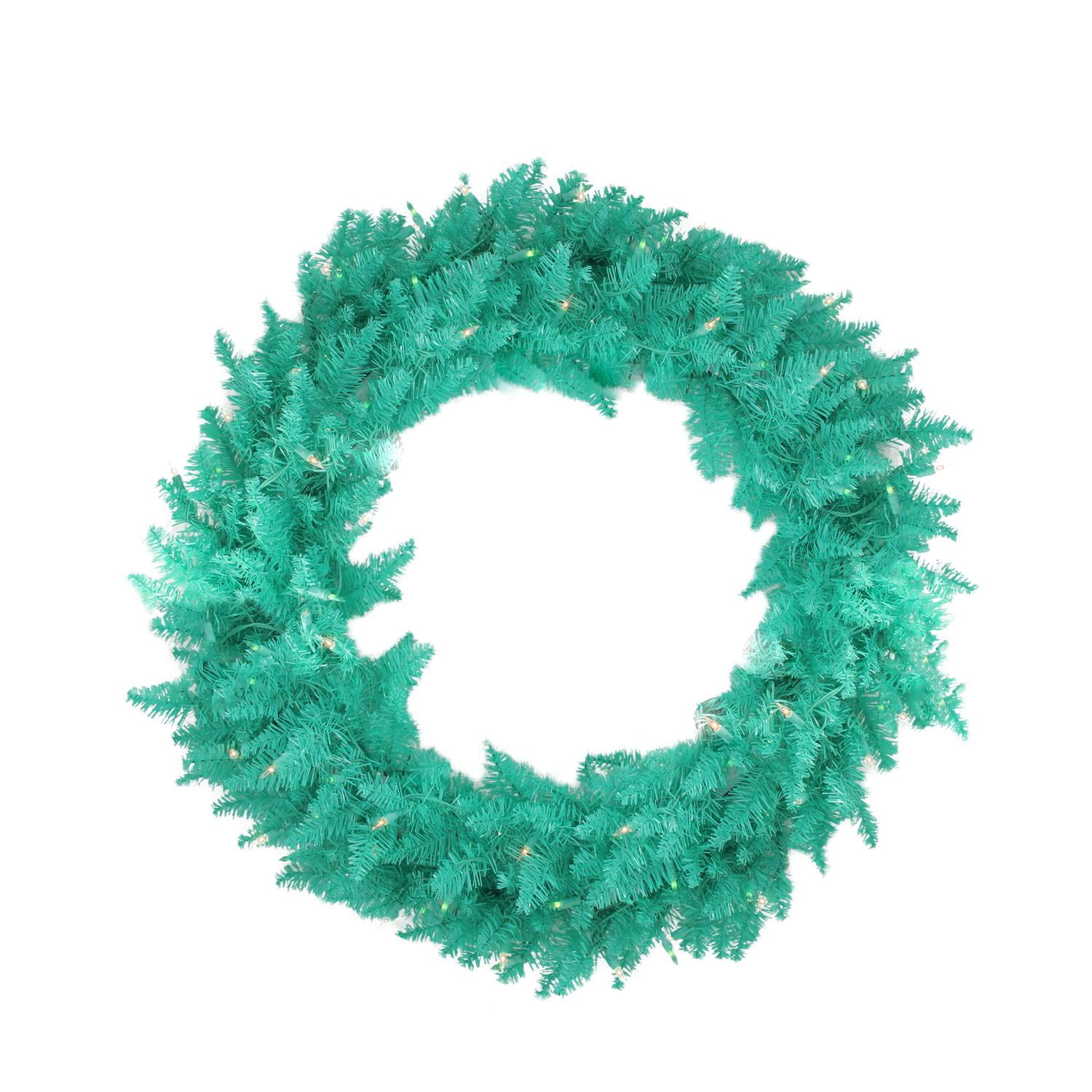 48" Pre-Lit Seafoam Ashley Spruce Christmas Wreath - Clear & Green Lights