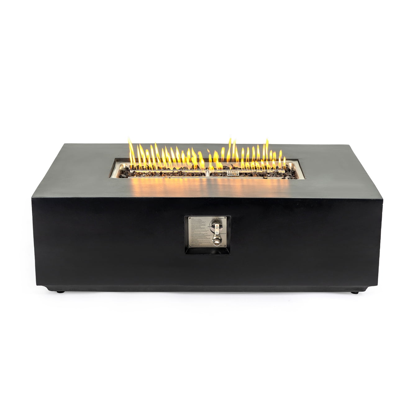 48" Propane Fire Pit Table, 50,000BTU Natural Gas Firepit Table with Lava Rock and Cover, Rectangule Concrete Fire Table with Adjustable Flame for Outside Patio, Charcoal