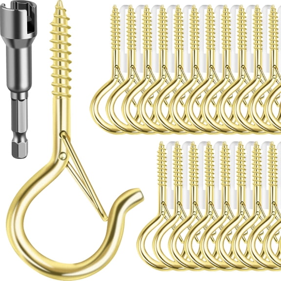 48 Q-hanger Hooks Screw For Outdoor String Lights Safety Buckle Design Cup Eye Hook Hanging Christmas Plants Mounted On Wall Ceiling Include 1 Wing Nut Driver