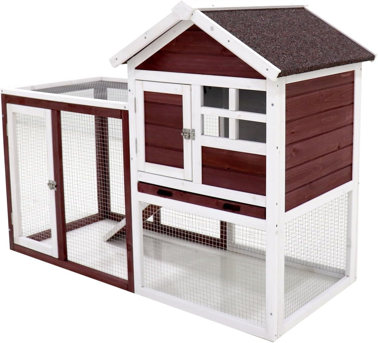 48" Rabbit Hutch Outdoor Indoor, Bunny Cage Extra Large Wooden Rabbit