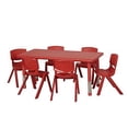 thumbnail image 1 of Early Childhood Resources ELR14405P6X12-RD 48 in. Rectangular Resin Activity Table with 6 x 12 in. Chairs - Red, 1 of 2