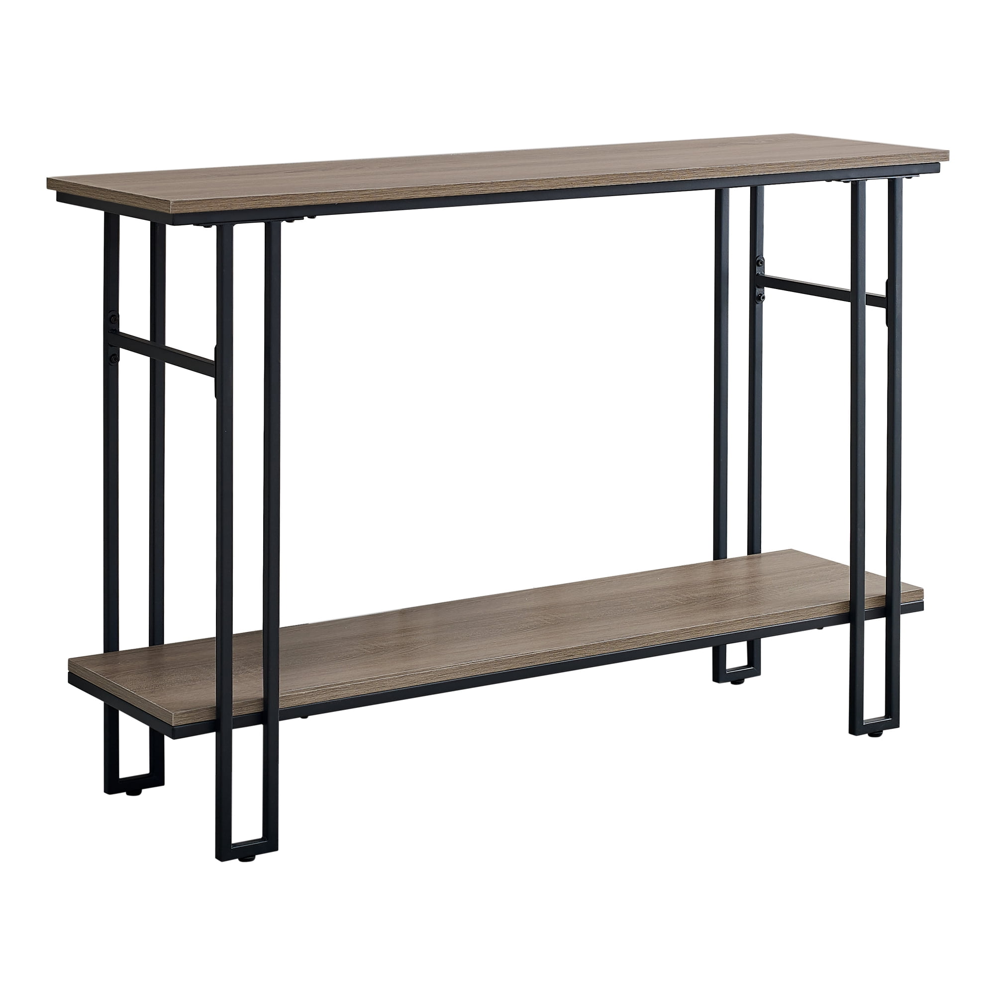48" Taupe Wood and Black Metal Console Table with Storage