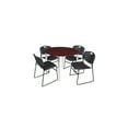 thumbnail image 1 of 48" Rnd Breakroom Table- Mahogany Top- Chrome Base & 4 Zeng Stack Chairs- Black, 1 of 6