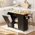 thumbnail image 1 of 48" Rolling Kitchen Island with Drop Leaf & Trash Can Storage, Kitchen Island Cart with Spice Rack & Towel Rack, Mobile Island Table, 1 of 8
