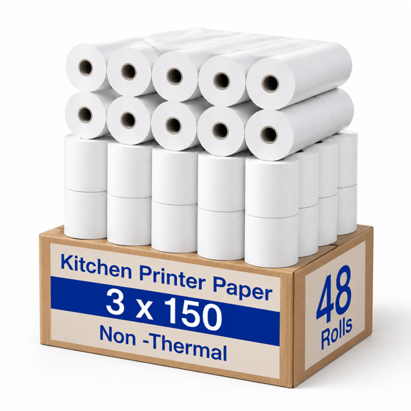 (48 Rolls) 1ply Bond Receipt Paper Rolls 3 X 150 White For Kitchen Impact Printers Tmu200 Srp275 Star Sp700 Toast Tkp300 Printer S