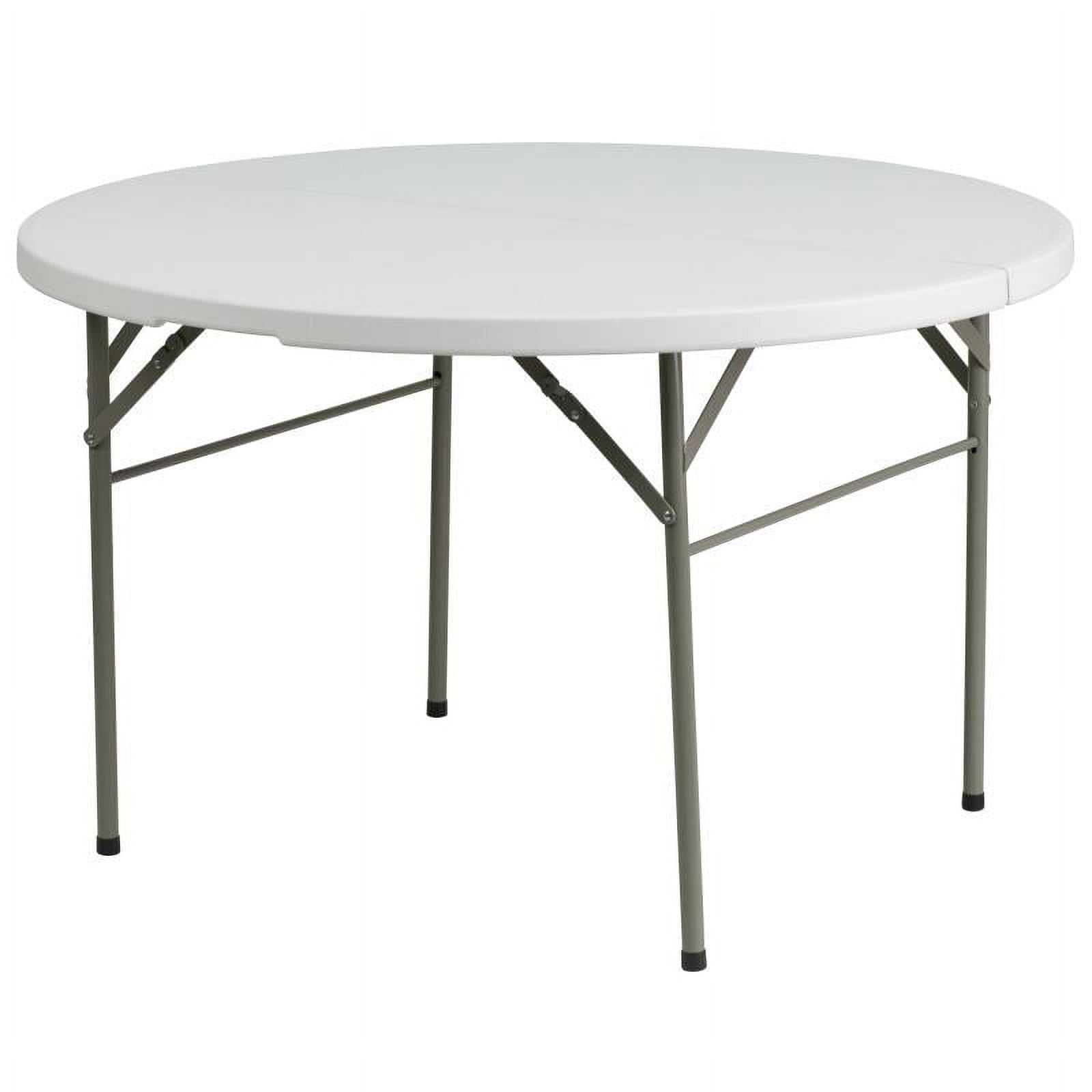 48'' Round Bi-Fold Granite White Plastic Folding Table - Heavy-Duty ...