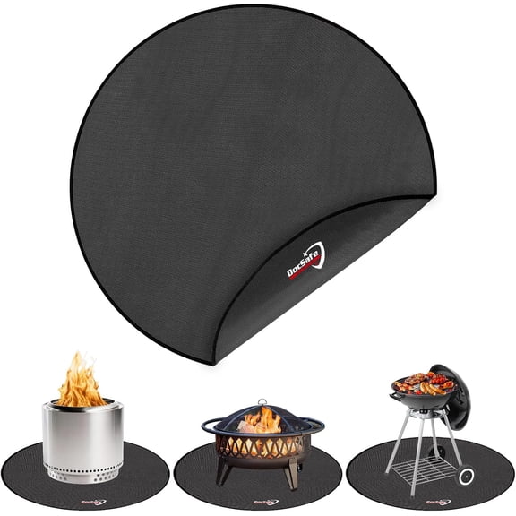 48" Round Fire Pit Mat, 4-Layer Fireproof Under Grill Mat Heat Insulated Indoor Fireplace Pad Protector for Decks,Patios,Grass,Solo Stove Bonfire, Reusable Oil-Proof and Waterproof,