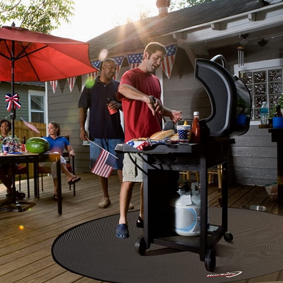 48" Round Fire Pit Mat+Storage Ottoman with Lock