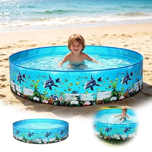 48" Round Foldable Hard-Sided Pool No-Inflation Portable Outdoor Pool for Backyard Patio Summer Use