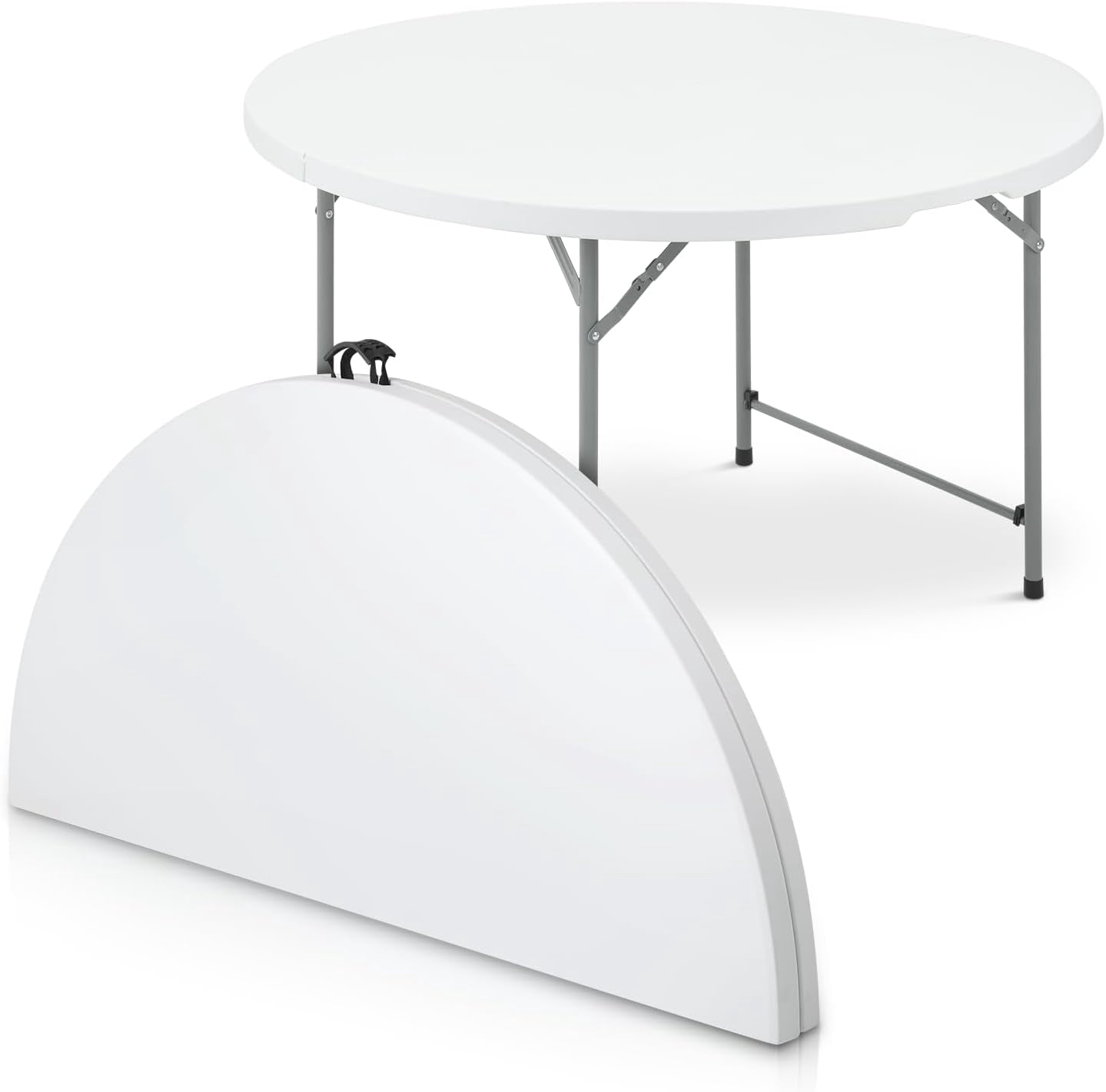 48" Round Folding Table, 4 Feet Bi-Folding Plastic Commercial Dining ...