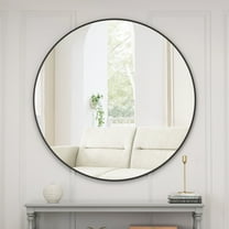 48" Round Wall Mirror, Black Metal Framed Circle Mirror for Bathroom & Living Room, Oversized Vanity Mirror with Rust-Resistant Frame, Modern Dressing Mirror for Bedroom Decor, Large Home Wall Decor