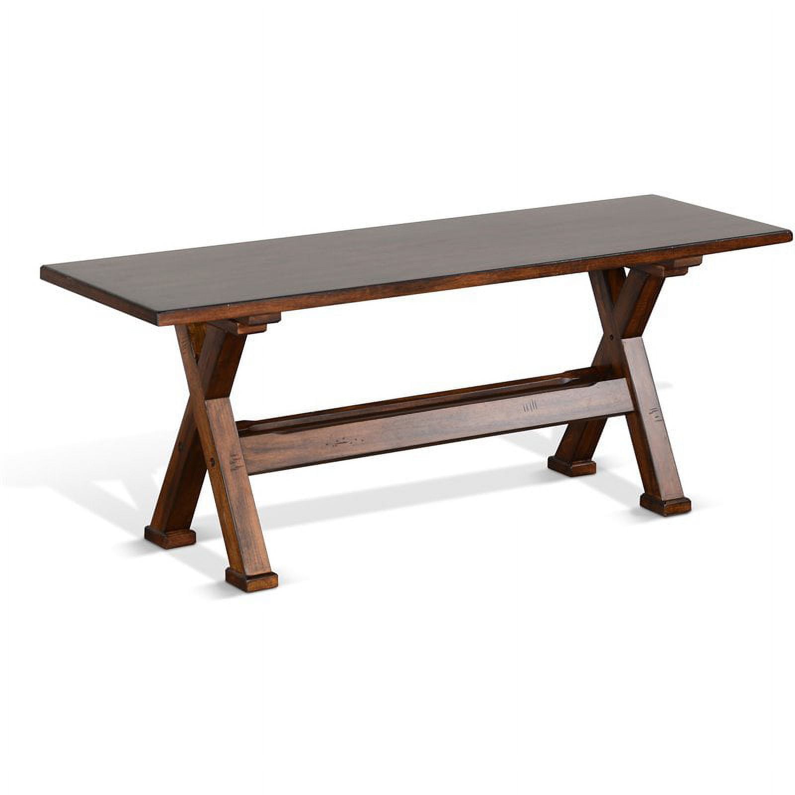 48 Rustic Dining Bench Wood Seat and Metal Stretcher